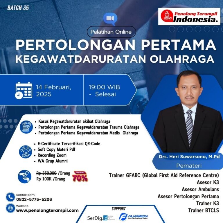 Online Training Pertolongan Pertama Kegawatdaruratan Cedera Olahraga 2025